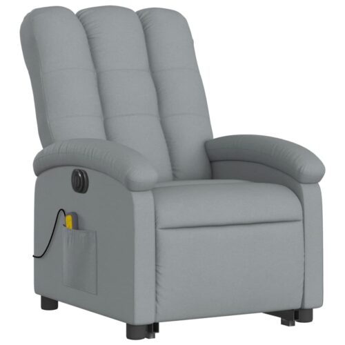 Electric Stand up Massage Recliner Chair Light Grey Fabric - Image 3
