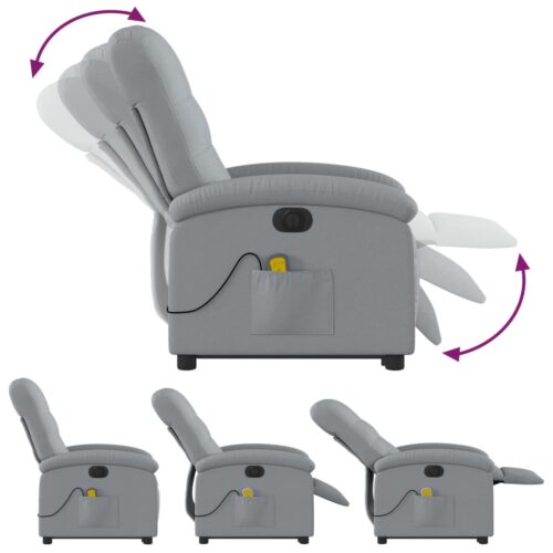 Electric Stand up Massage Recliner Chair Light Grey Fabric - Image 6