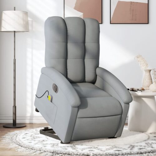 Electric Stand up Massage Recliner Chair Light Grey Fabric - Image 12