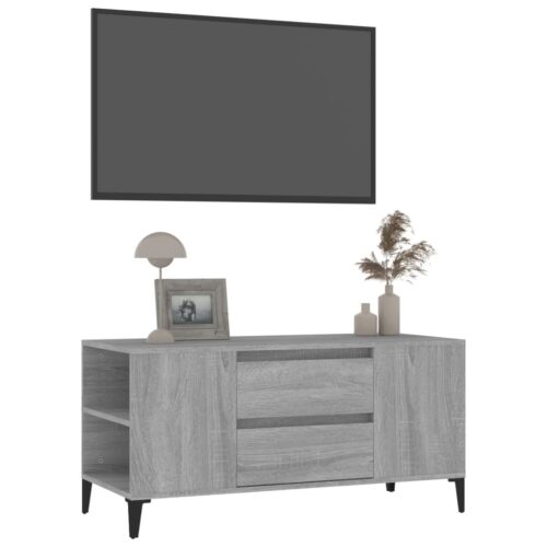 TV Cabinet Grey Sonoma 102x44.5x50cm Engineered Wood - Image 4