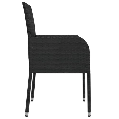5-Piece Garden Dining Set with Cushions Black Poly Rattan Wicker Outdoor Patio Furniture - Image 6