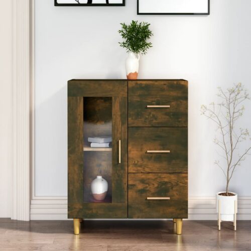 Sideboard Smoked Oak 69.5x34x90cm Engineered Wood - Image 12