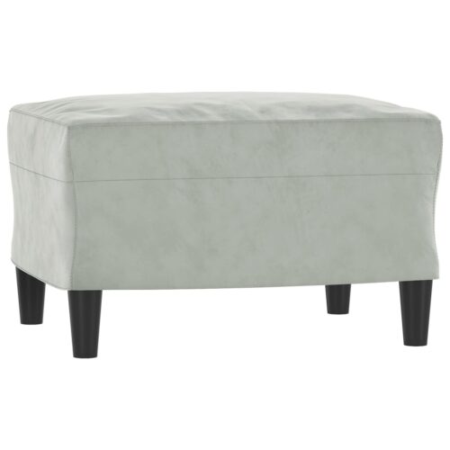 3-Seater Sofa with Foot Stool Lounge Ottoman Couch Velvet Fabric Grey 180cm - Image 5