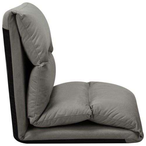 Folding Floor Chair Dark Grey Microfibre - Image 6