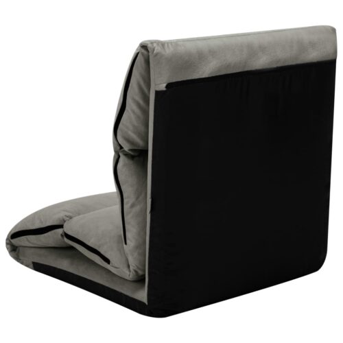 Folding Floor Chair Dark Grey Microfibre - Image 7