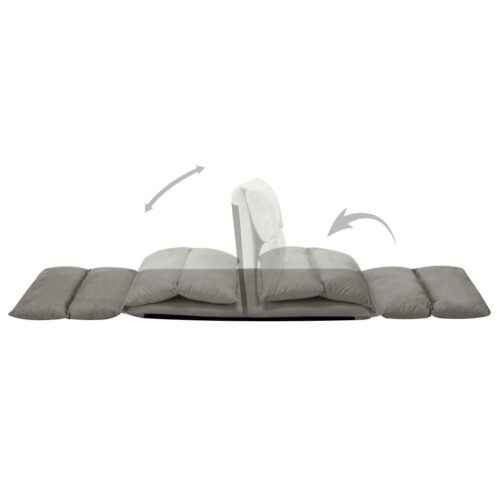 Folding Floor Chair Dark Grey Microfibre - Image 8