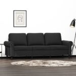 3-Seater Sofa Lounge Couch Futon Living Room Chair Velvet Fabric Black 180cm