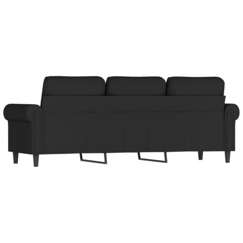 3-Seater Sofa Lounge Couch Futon Living Room Chair Velvet Fabric Black 180cm - Image 5