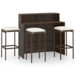 4-Piece Outdoor Bar Set Garden Patio Kitchen Dining Barstools Chairs Furniture
