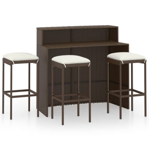 4-Piece Outdoor Bar Set Garden Patio Kitchen Dining Barstools Chairs Furniture