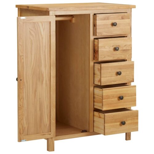 Wardrobe 76x52x105cm Solid Oak Wood - Image 2