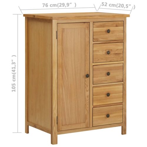 Wardrobe 76x52x105cm Solid Oak Wood - Image 8