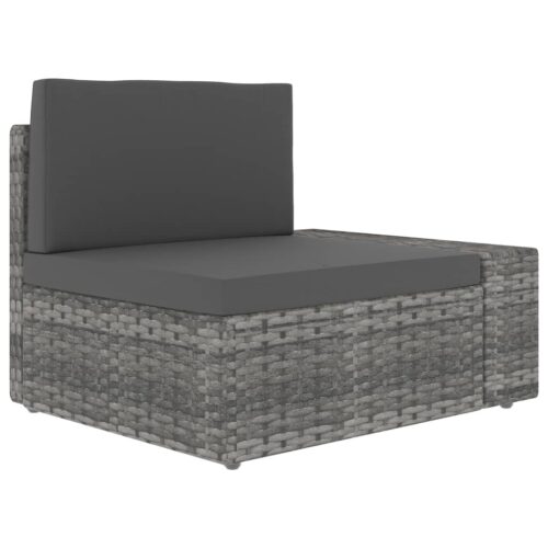 Sectional Sofa 3-Seater Poly Rattan Grey - Image 3
