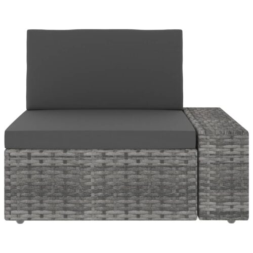 Sectional Sofa 3-Seater Poly Rattan Grey - Image 4