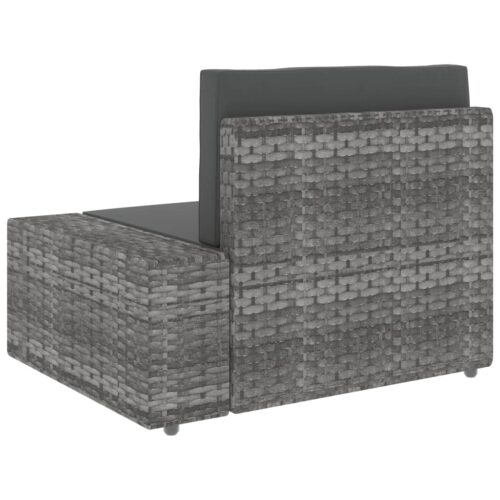 Sectional Sofa 3-Seater Poly Rattan Grey - Image 6