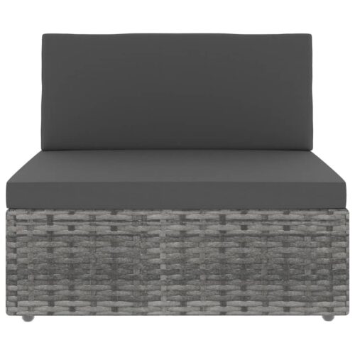 Sectional Sofa 3-Seater Poly Rattan Grey - Image 8