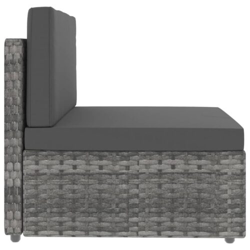 Sectional Sofa 3-Seater Poly Rattan Grey - Image 9