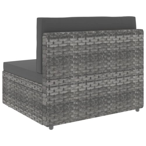 Sectional Sofa 3-Seater Poly Rattan Grey - Image 10
