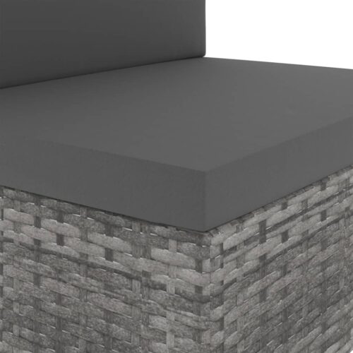 Sectional Sofa 3-Seater Poly Rattan Grey - Image 11