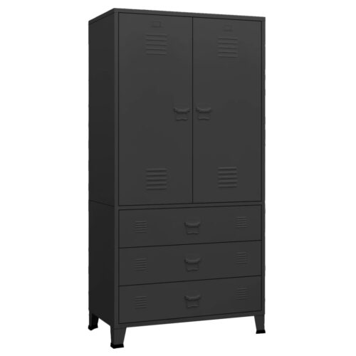 Industrial Wardrobe Black 90x50x180cm Metal - Image 2