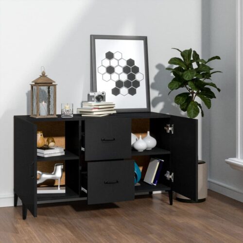 Sideboard Black 100x36x60cm Engineered Wood - Image 3