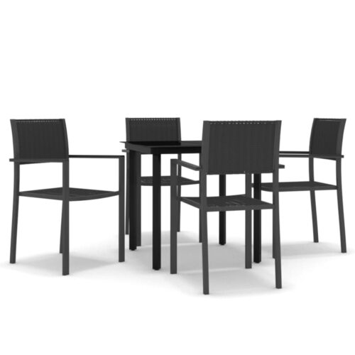 5-Piece Garden Dining Set Black