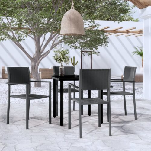 5-Piece Garden Dining Set Black - Image 12