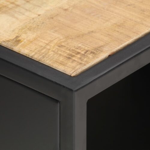 TV Cabinet with Carved Door 90x30x40cm Rough Mango Wood - Image 5