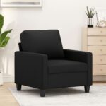Faux Leather Sofa Chair Lounge Accent Single Couch Reading Armchair 60cm Black
