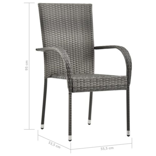 5-Piece Garden Dining Set Poly Rattan Wicker Outdoor Patio Furniture Grey - Image 10