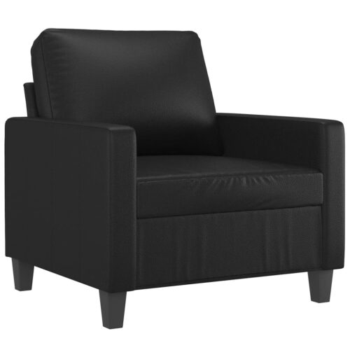 Faux Leather Sofa Chair Lounge Accent Single Couch Reading Armchair 60cm Black - Image 2