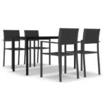 5-Piece Garden Dining Set Black