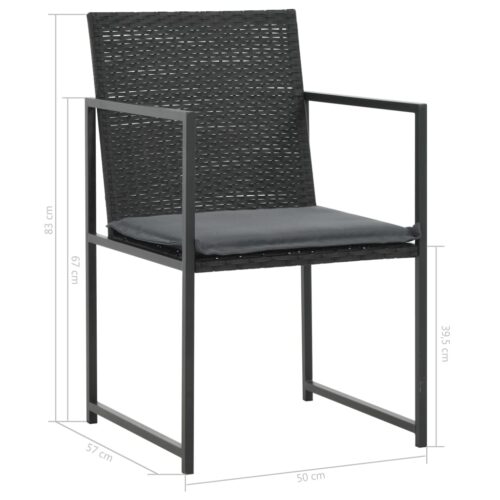 7-Piece Outdoor Dining Set with Cushions Poly Rattan Wicker Outdoor Patio Furniture Black - Image 7
