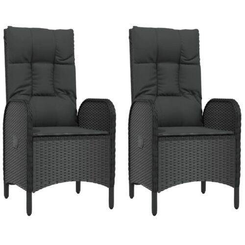 4-Piece Garden Dining Set with Cushions Black Poly Rattan Wicker Outdoor Patio Furniture - Image 5