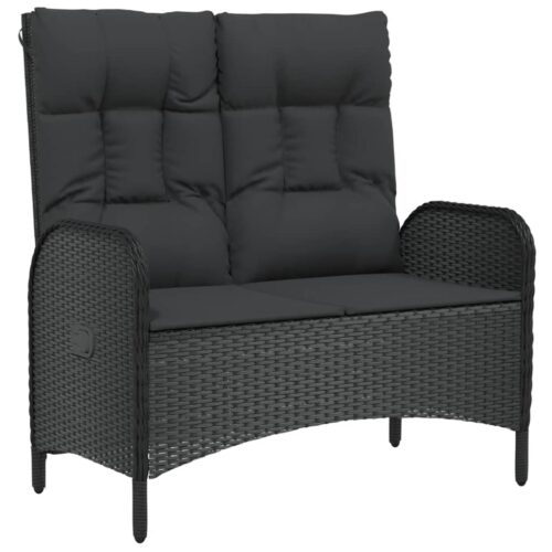 4-Piece Garden Dining Set with Cushions Black Poly Rattan Wicker Outdoor Patio Furniture - Image 7