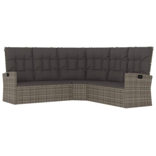 2-Piece Garden Lounge Set with Cushions Grey Poly Rattan Wicker Outdoor Patio Furniture - Image 4