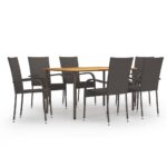 7pcs Outdoor Dining Set Garden Patio Lounge Table Chairs Wicker Rattan Furniture