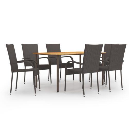 7pcs Outdoor Dining Set Garden Patio Lounge Table Chairs Wicker Rattan Furniture - Image 11