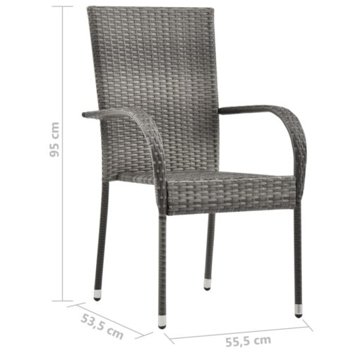 7-Piece Garden Dining Set Poly Rattan Wicker Outdoor Patio Furniture Grey - Image 10