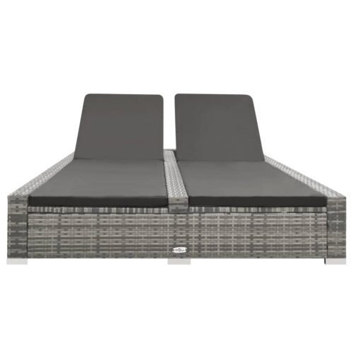 Double Sun Lounger Poly Rattan Grey - Image 2