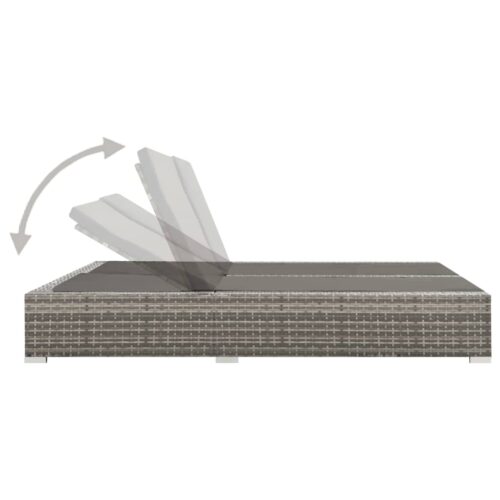 Double Sun Lounger Poly Rattan Grey - Image 3