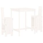 3-Piece Garden Bar Set White Wood Timber Outdoor Patio Furniture Pine