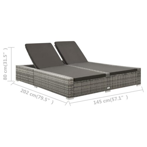 Double Sun Lounger Poly Rattan Grey - Image 7
