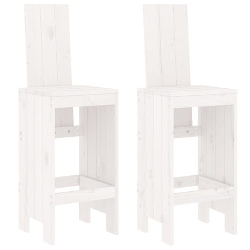 3-Piece Garden Bar Set White Wood Timber Outdoor Patio Furniture Pine - Image 3