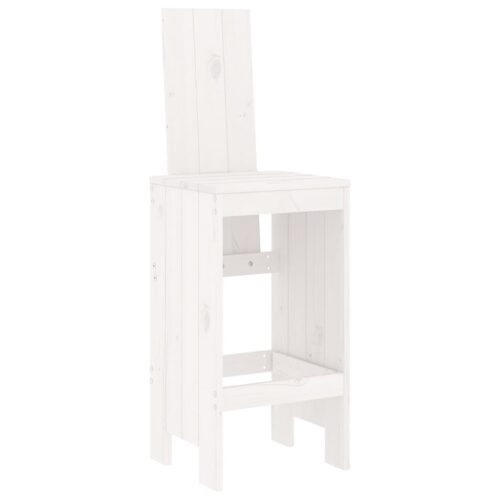 3-Piece Garden Bar Set White Wood Timber Outdoor Patio Furniture Pine - Image 4