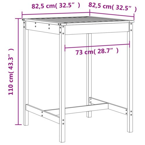 3-Piece Garden Bar Set White Wood Timber Outdoor Patio Furniture Pine - Image 9