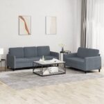 2-Piece Sofa Set Dark Grey Velvet