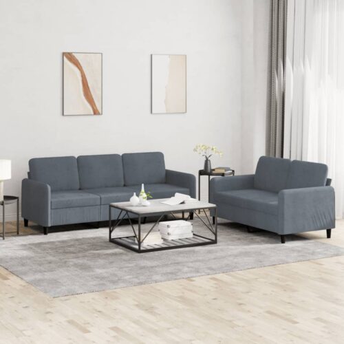 2-Piece Sofa Set Dark Grey Velvet