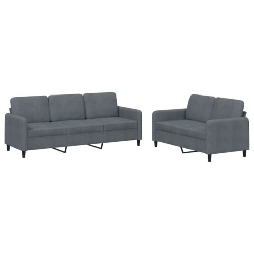 2-Piece Sofa Set Dark Grey Velvet - Image 2