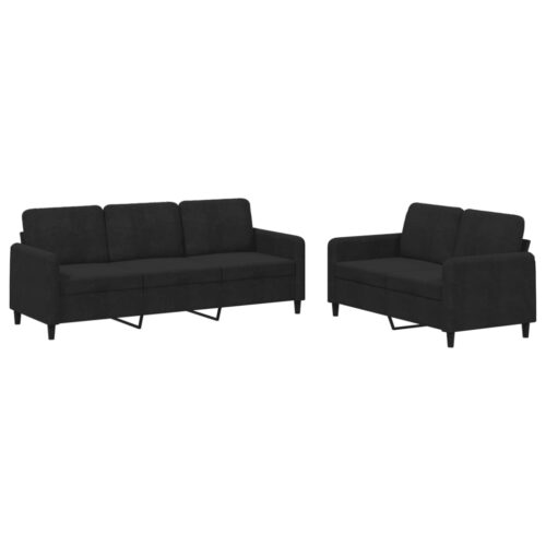 2-Piece Sofa Set Black Velvet - Image 2